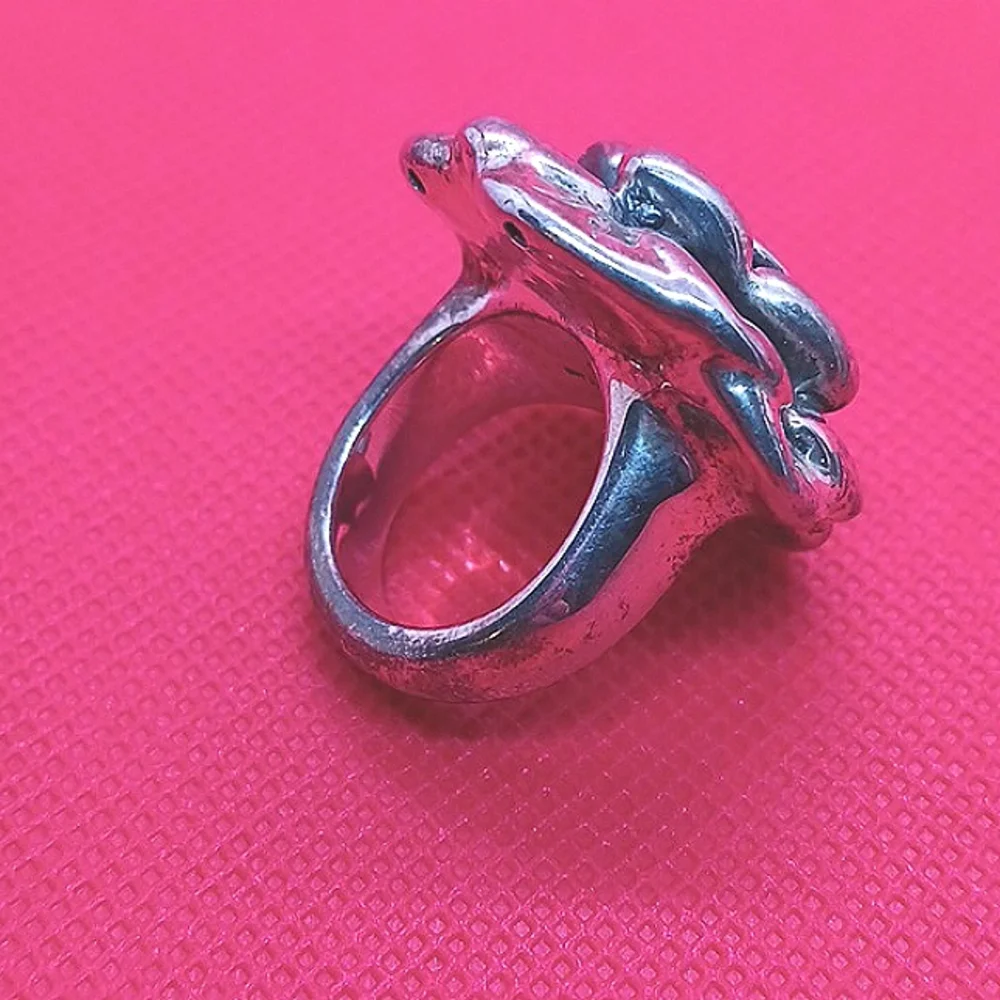 Sterling Silver Large Blooming Rose Ring. - Picture 6 of 16